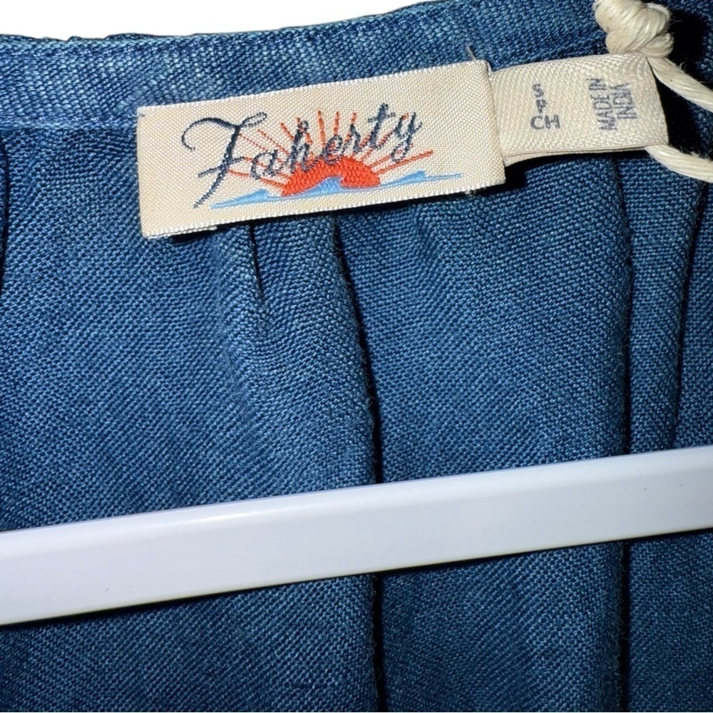 Faherty Ojai Linen Tencel Denim Midi Dress NWT Small Western Prairie Cottagecore - Picture 8 of 15